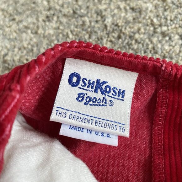 Vintage 80s Oshkosh Corduroy Jumper Dress & Top 6 Red Embroidered Flower - Picture 3 of 14